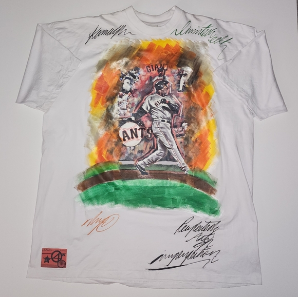 Rare 90s / early 00s KAMA 4K brand hand painted SF Giants Barry Bonds 4XL tshirt